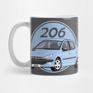 car peugeot 206 sporty cartoon vector blue Mug